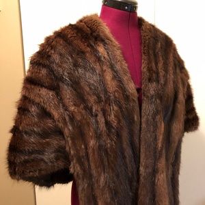 Vintage 40s 50s LUXE Dark Brown Mink Stole Cape